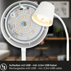 Biwo LED-bordlampe, hvid, berøringsdæmper, metal