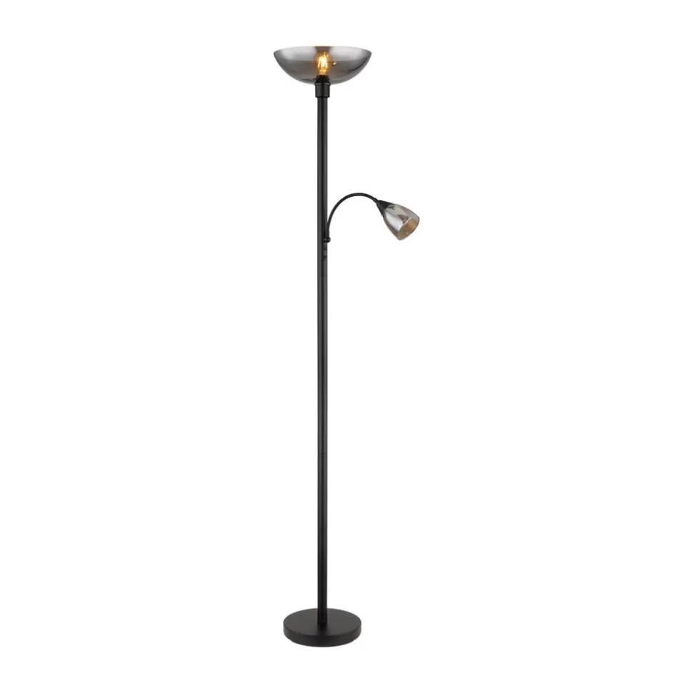Blade gulvlampe, højde 178 cm, sort/røgfarvet, 2 lyskilder.