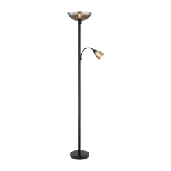 Blade gulvlampe, højde 178 cm, sort/røgfarvet, 2 lyskilder.