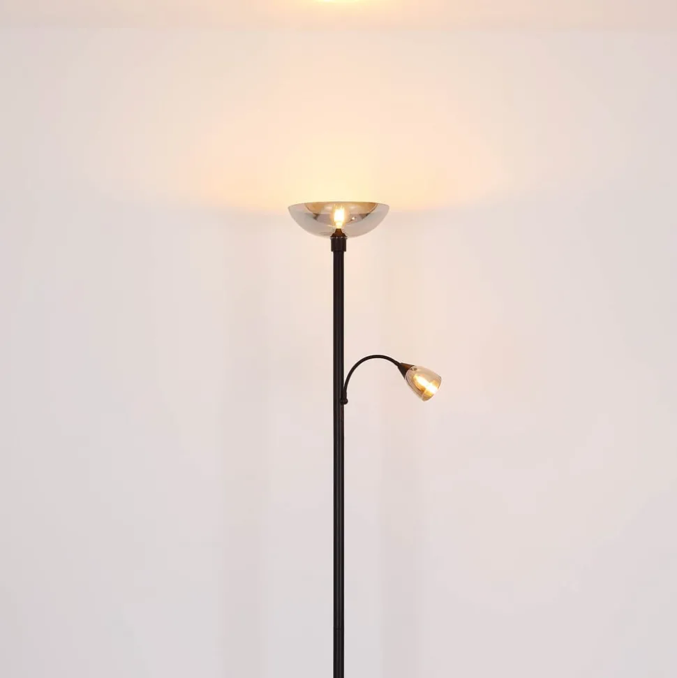 Blade gulvlampe, højde 178 cm, sort/røgfarvet, 2 lyskilder.