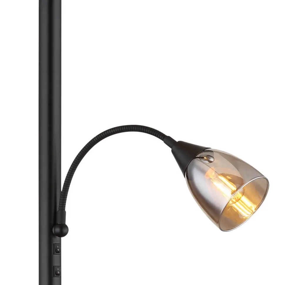 Blade gulvlampe, højde 178 cm, sort/røgfarvet, 2 lyskilder.