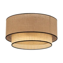 Boho loftlampe, rattan, beige/sort