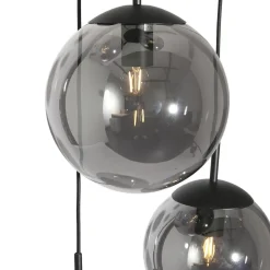 Bollique hængelampe, røgfarvet grå/sort, glas, 5 lyskilder