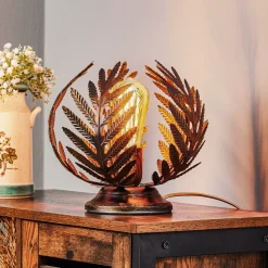 Bordlampe Felce som bregne i bronze, højde 24 cm