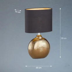 Bordlampe Foro, bronze/sort, højde 39 cm