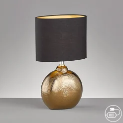 Bordlampe Foro, bronze/sort, højde 39 cm