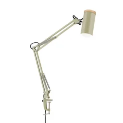 Bordlampe Gili, lysegrøn, klemme, stål, højde 75 cm, E27
