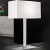 Bordlampe Grigor med hvid lærredsskærm