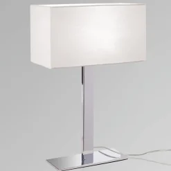 Bordlampe Grigor med hvid lærredsskærm