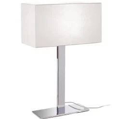 Bordlampe Grigor med hvid lærredsskærm