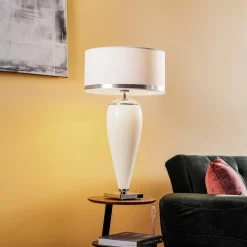 Bordlampe Lund, hvid/opal, højde 70 cm