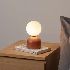Bordlampe Miki, terrakotta, højde 21 cm, metal/glas, G9