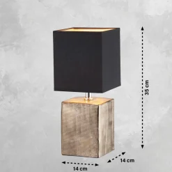 Bordlampe Ouro, sort/antik bronze, 35 cm, tekstil/keramik