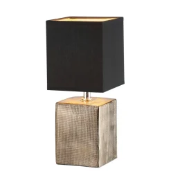 Bordlampe Ouro, sort/antik bronze, 35 cm, tekstil/keramik