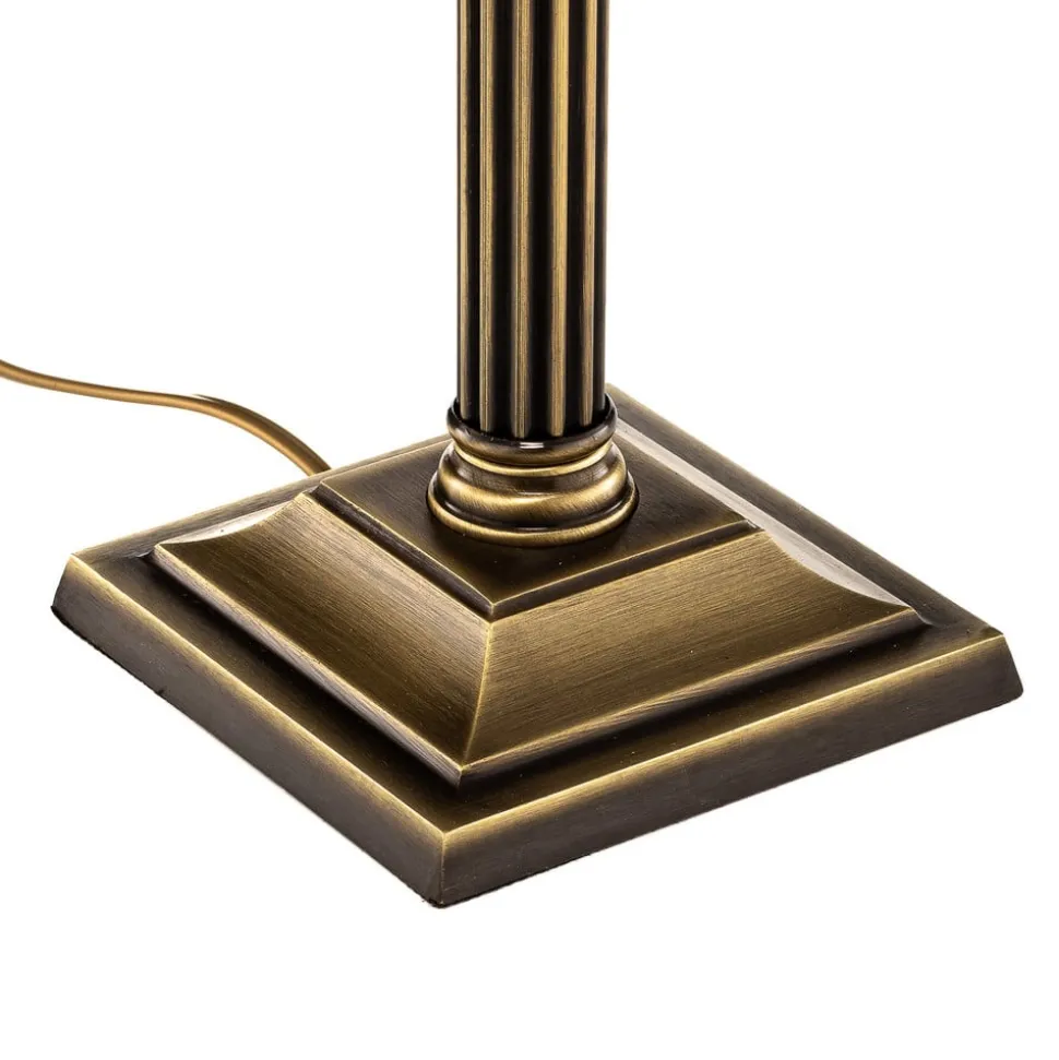 Bordlampe Petro, glas, antik messingfarve, højde 50 cm