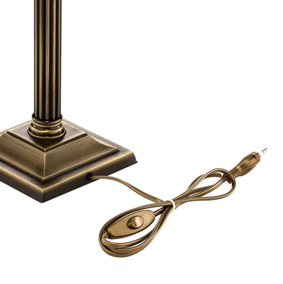 Bordlampe Petro, glas, antik messingfarve, højde 50 cm