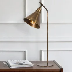 Bordlampe Sivani MR-610, antik guld, metal, højde 50 cm
