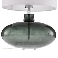 Bordlampe Skien, skærm hvid, glasfod røggrå