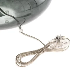 Bordlampe Skien, skærm hvid, glasfod røggrå