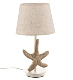 Bordlampe Stellina, stofskærm, søstjerne-dekor