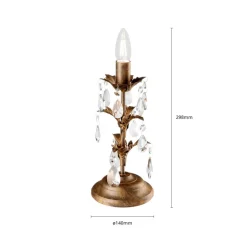Bordlampe Teresa med krystaller, uden skærm