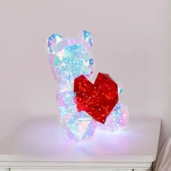 Bordlampe til børneværelse Brondar bjørn, rød, højde 32 cm