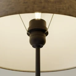 Bordlampe Vera, stofskærm og sten-dekor, 55 cm