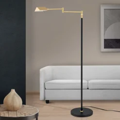 Boston LED-gulvlampe, berøringsdæmper sort/messing