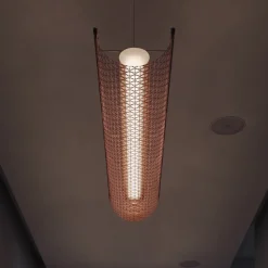 Bover LED-hængelampe Nans Balis S/140, brun/rød, 140 cm