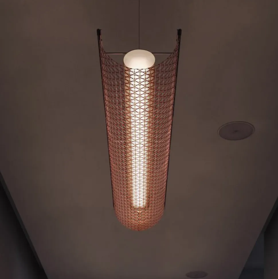 Bover LED-hængelampe Nans Balis S/140, brun/rød, 140 cm
