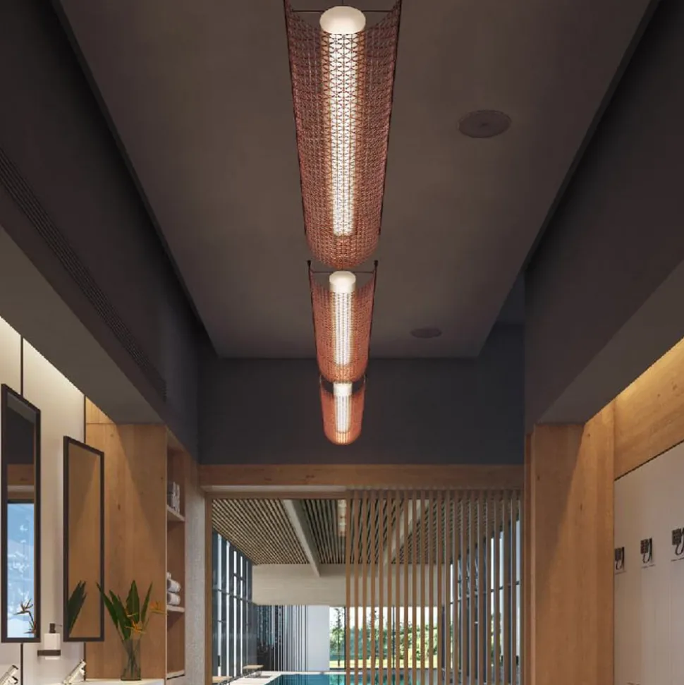 Bover LED-hængelampe Nans Balis S/140, brun/rød, 140 cm