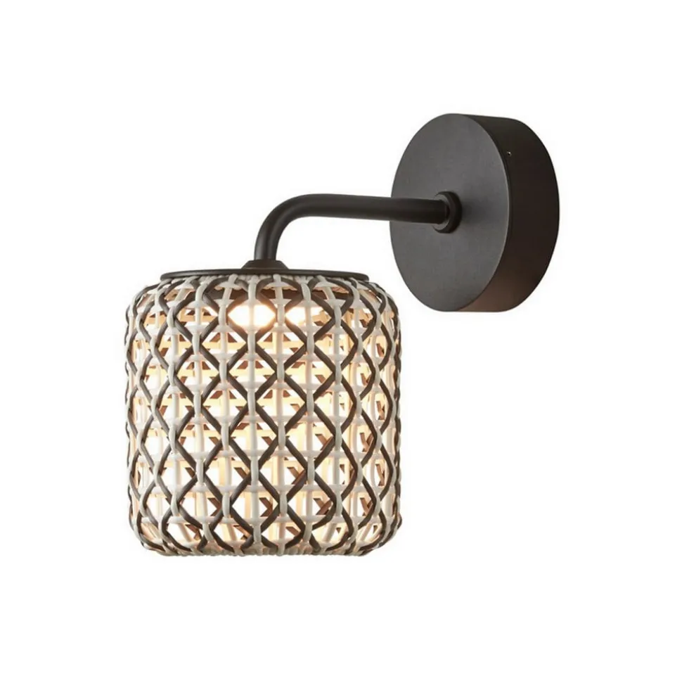 Bover Nans A LED udendørs væglampe, brun, Ø 16,7 cm