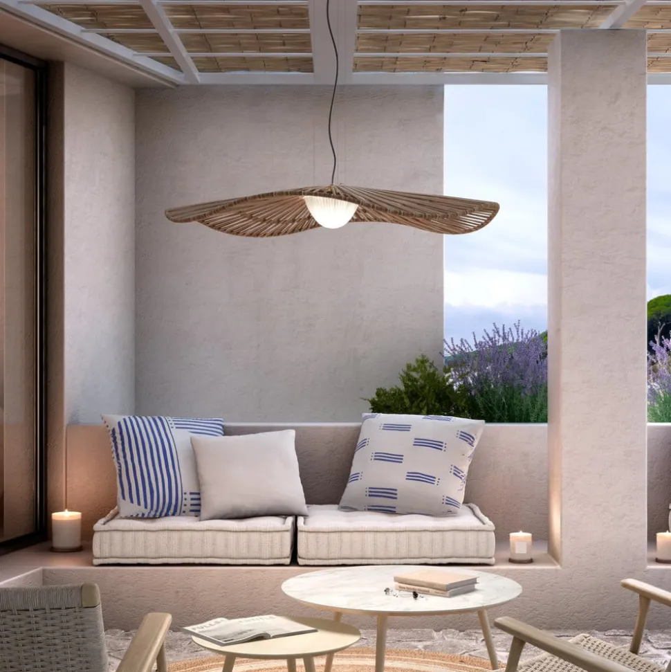 Bover udendørs hængelampe Mediterránia, brun, Ø 105 cm