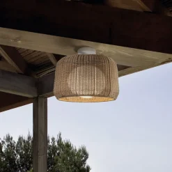 Bover udendørs loftlampe Fora, naturhvid/beige, Ø 50 cm