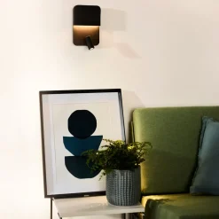 Boxer LED-væglampe med spot, sort