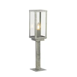 Box II sokkellampe, 50 cm høj, sølv/klar, glas, IP44