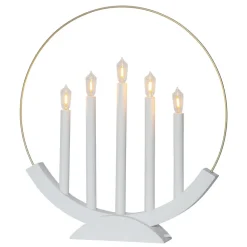 Brace LED-lysestage, 5 lyskilder, hvid/guld