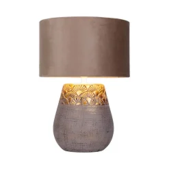 Bronco bordlampe, beige, keramik/kunstlæder, højde 39 cm