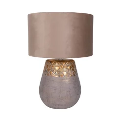 Bronco bordlampe, beige, keramik/kunstlæder, højde 39 cm