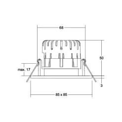 BRUMBERG LED-indbygningsspot BB21, nikkel 85 x 85 mm, on/off IP65