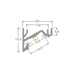 BRUMBERG One LED overflademonteret hjørneprofil, aluminium, 3 meter