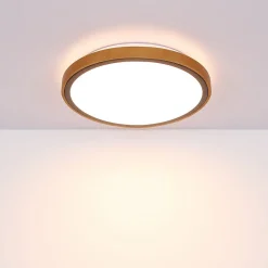 Bruno LED-loftslampe med træramme CCT Ø 30 cm