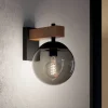 Bufalata udendørs væglampe, sort/træ/røggrå