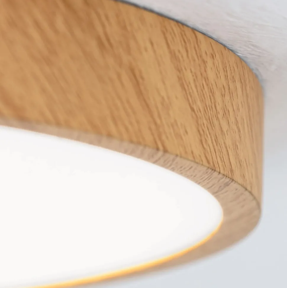 Bully LED-loftlampe med træ-look, Ø 28 cm
