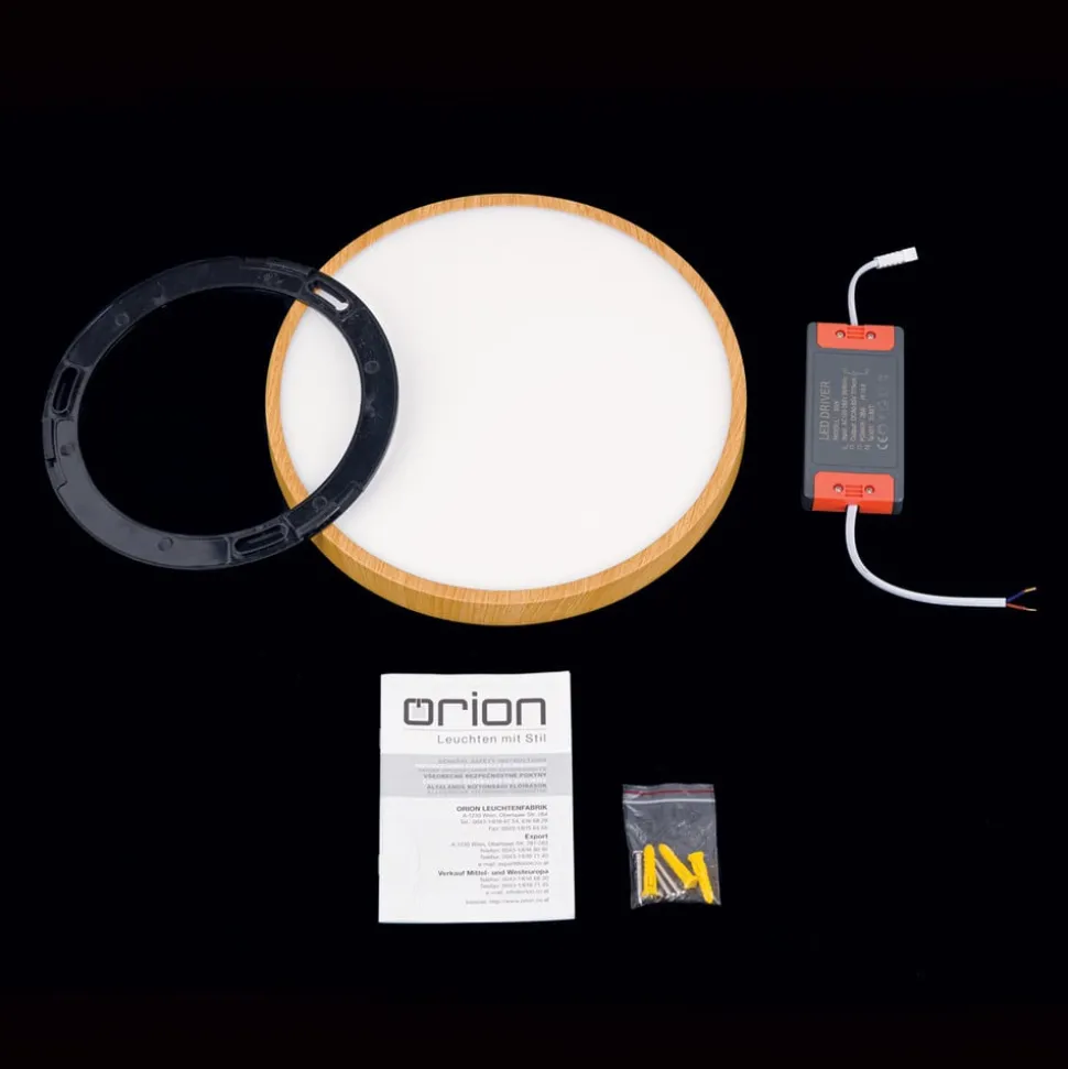 Bully LED-loftlampe med træ-look, Ø 28 cm