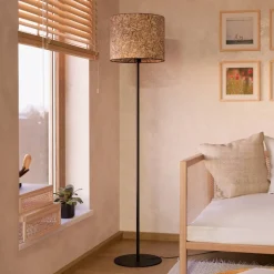Butterburn gulvlampe, højde 162 cm, beige/grøn, metal/stof