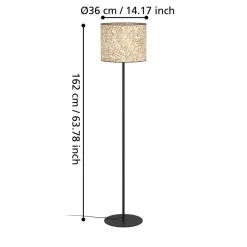 Butterburn gulvlampe, højde 162 cm, beige/grøn, metal/stof