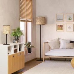Butterburn gulvlampe, højde 162 cm, beige/grøn, metal/stof