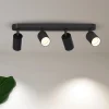 Calex GU10 loftspot, sort, længde 49 cm, 4 lyskilder, metal