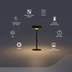 Calex LED-bordlampe Parma, dæmpbar, sort